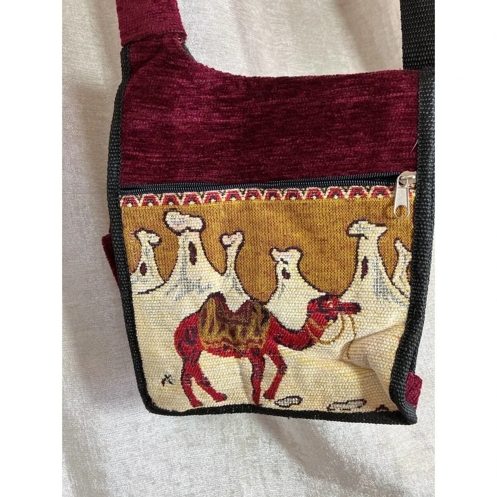 Ethnic Camel Crossbody Carpet Bag